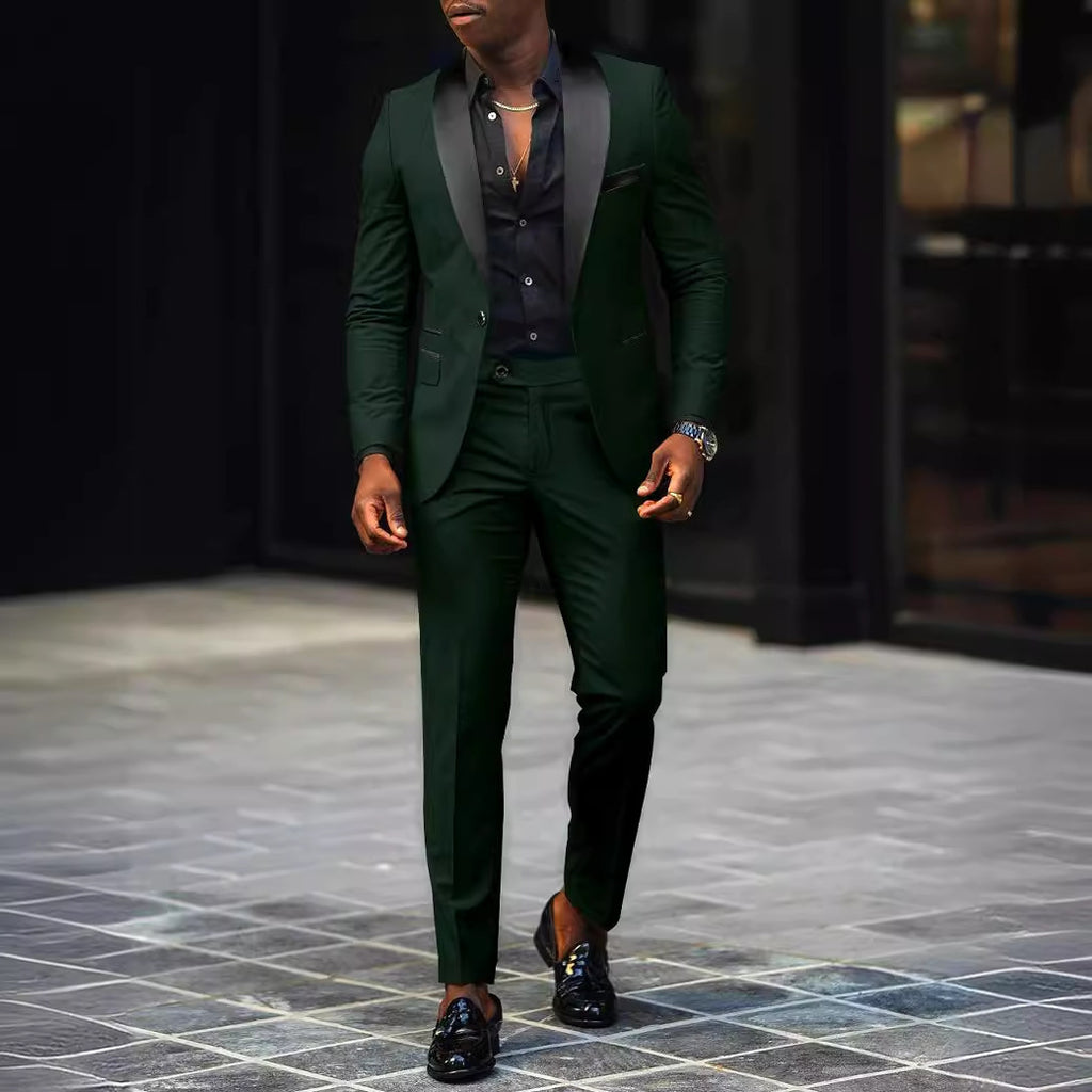 Autumn Men's Business Casual Slim-fitting Suit Two-piece Suit