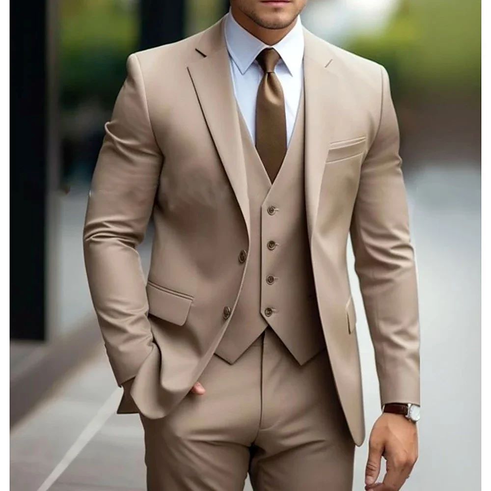Business Casual Men's Three-piece Suit For Bridegroom Wedding