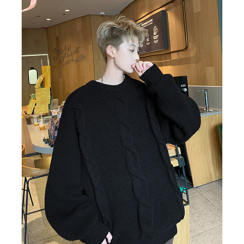 Men's Autumn And Winter Style American Retro Round Neck Sweater