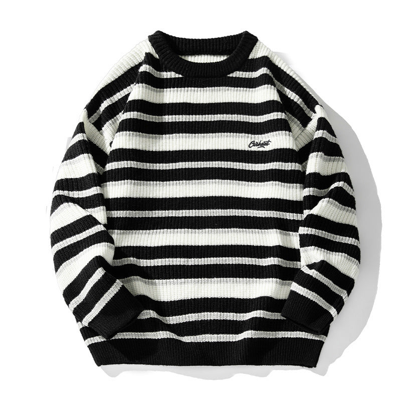 Striped Heavy Thick Needle Sweater Men