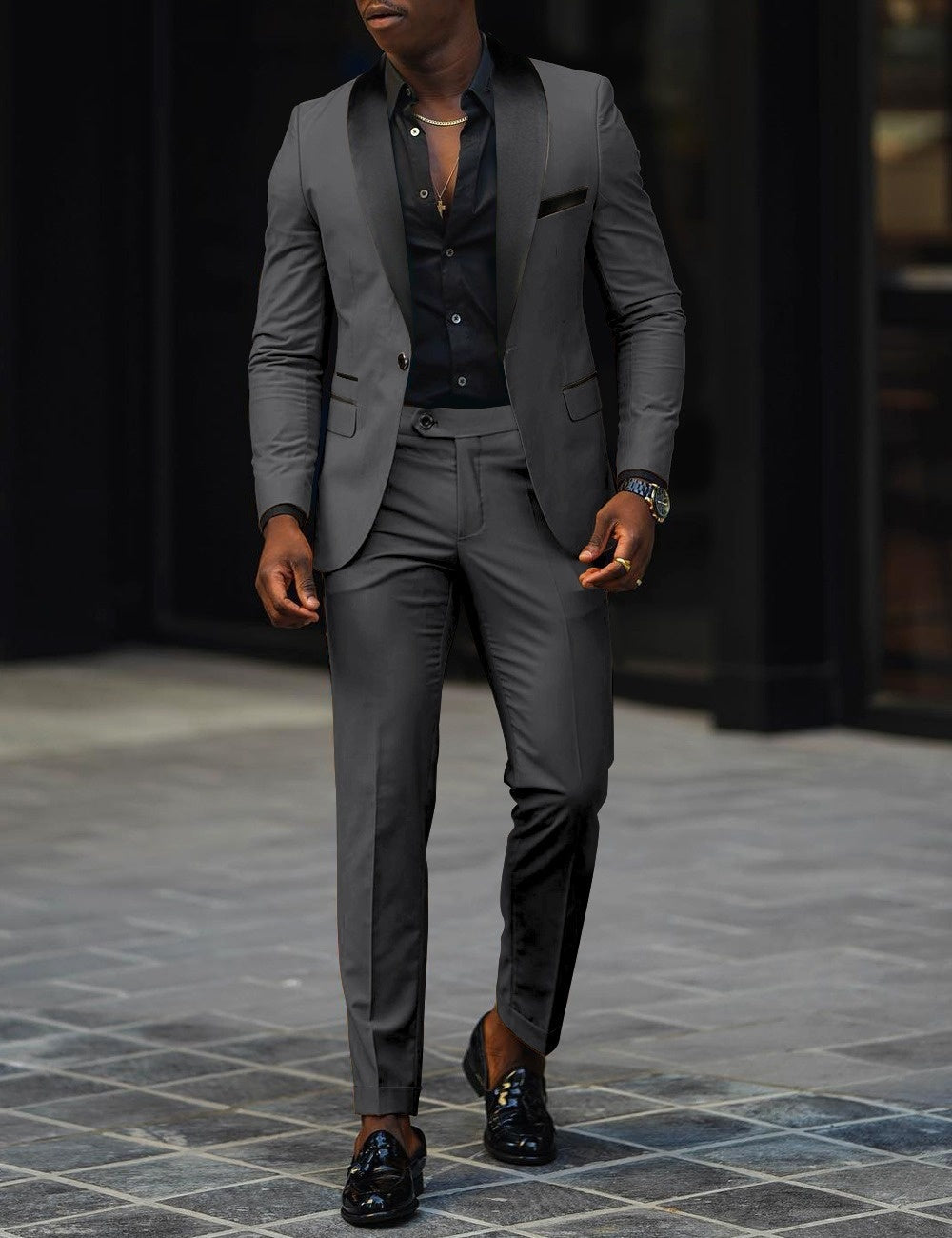 Autumn Men's Business Casual Slim-fitting Suit Two-piece Suit