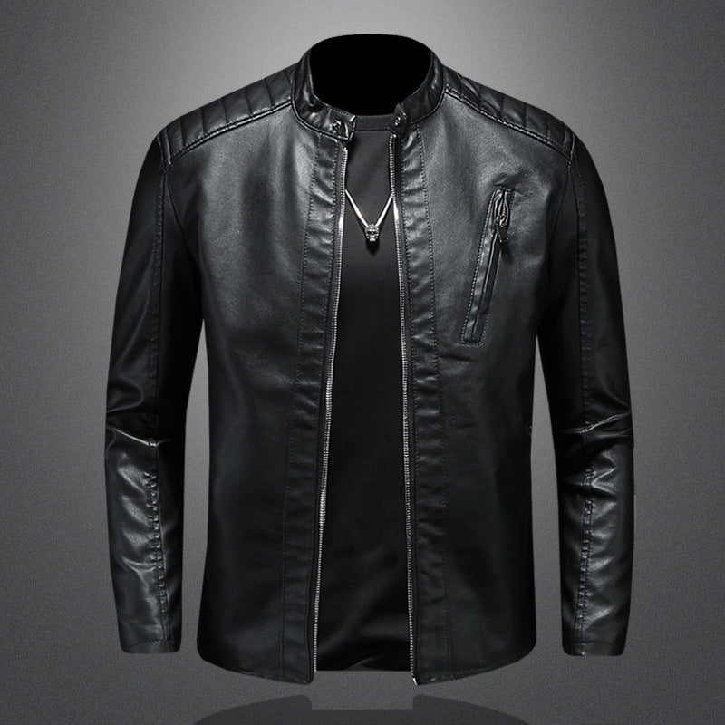 Leather jacket With Stand Collar