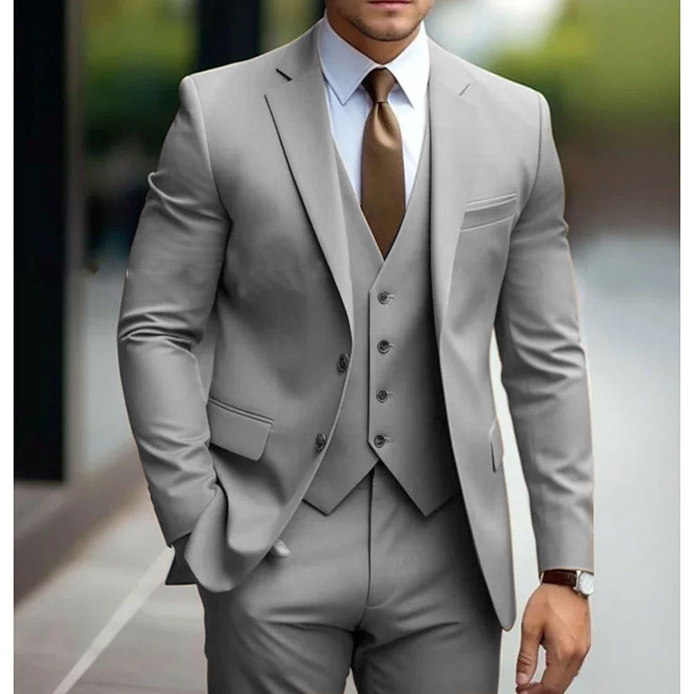 Business Casual Men's Three-piece Suit For Bridegroom Wedding