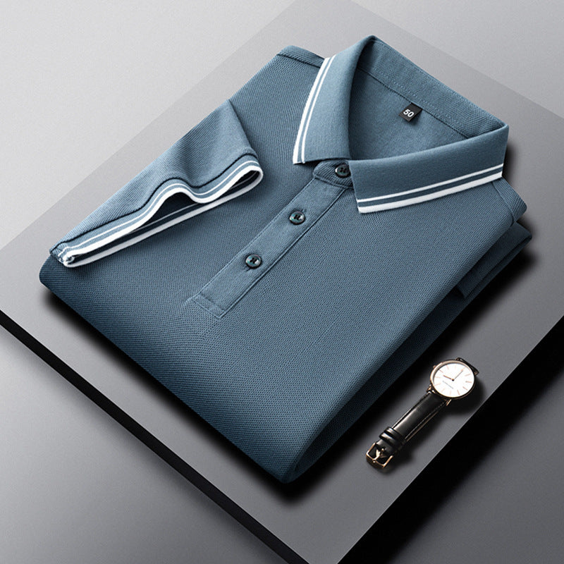 Summer Lapel Mercerized Cotton T-shirt Loose Breathable