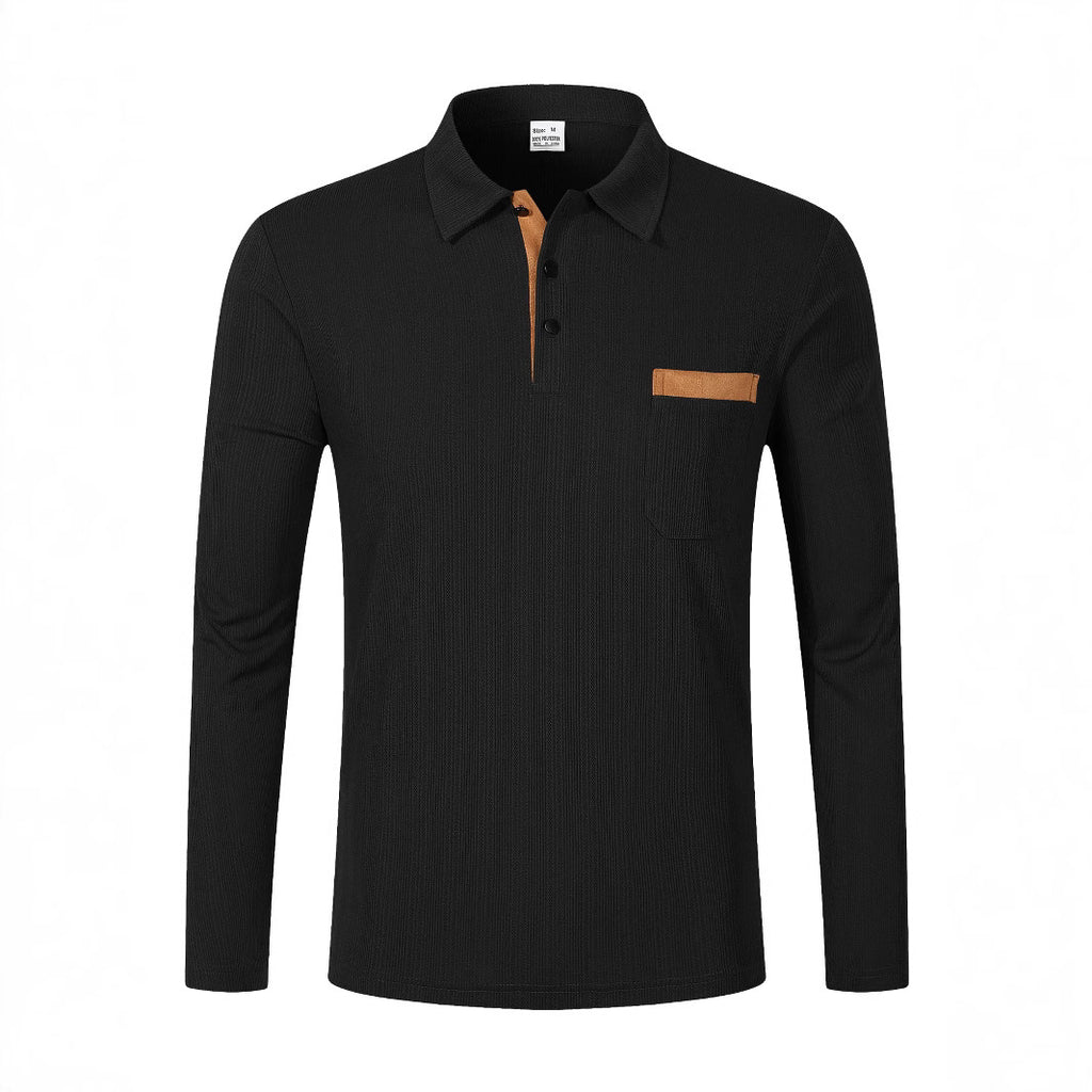 Long Sleeve Lapel Men's Polo Shirt