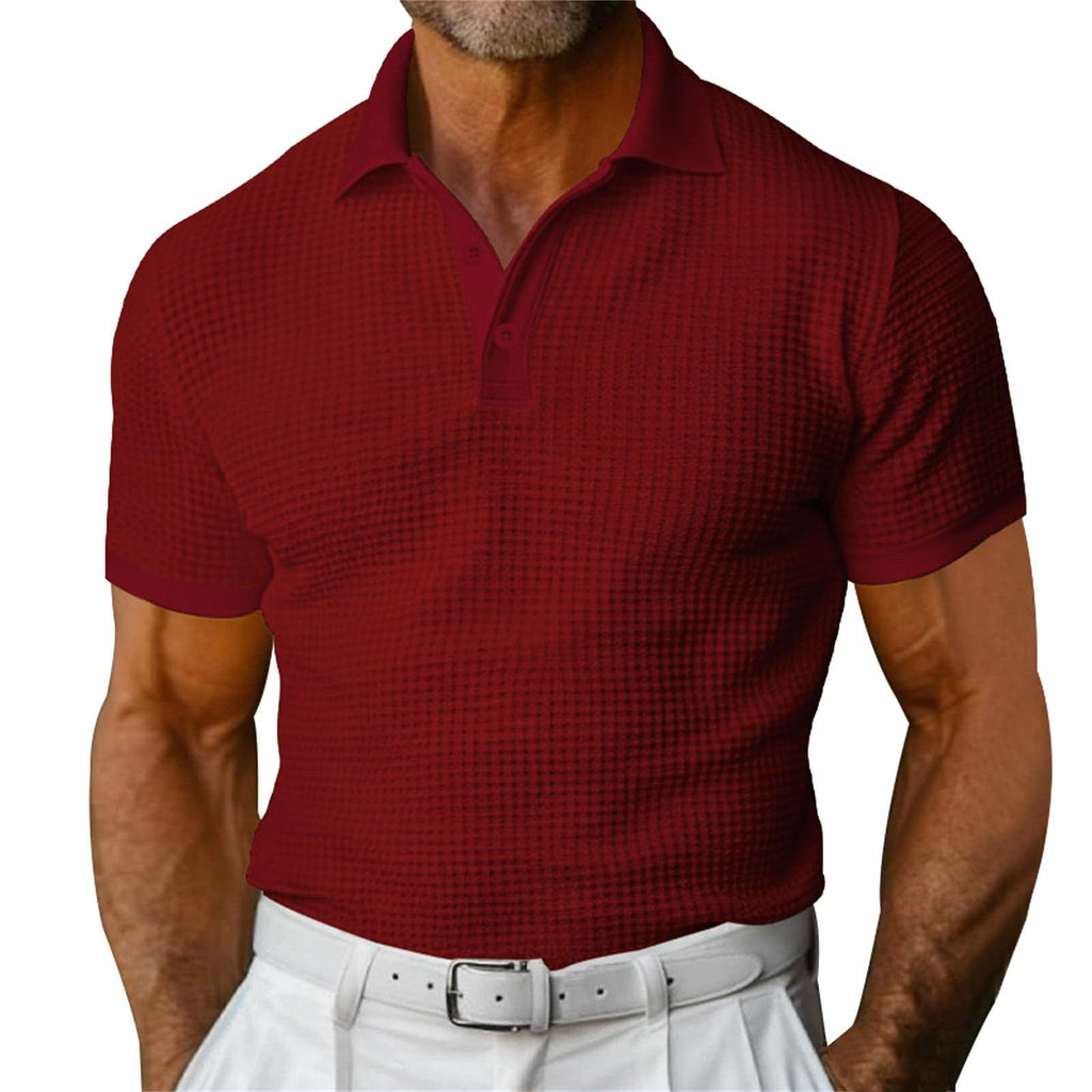Waffle Short Sleeve Polo Shirt Men's