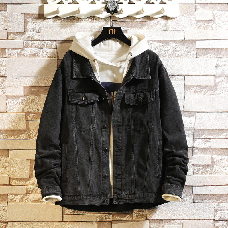 Embroidered Hole Plus Size Men Denim Jacket