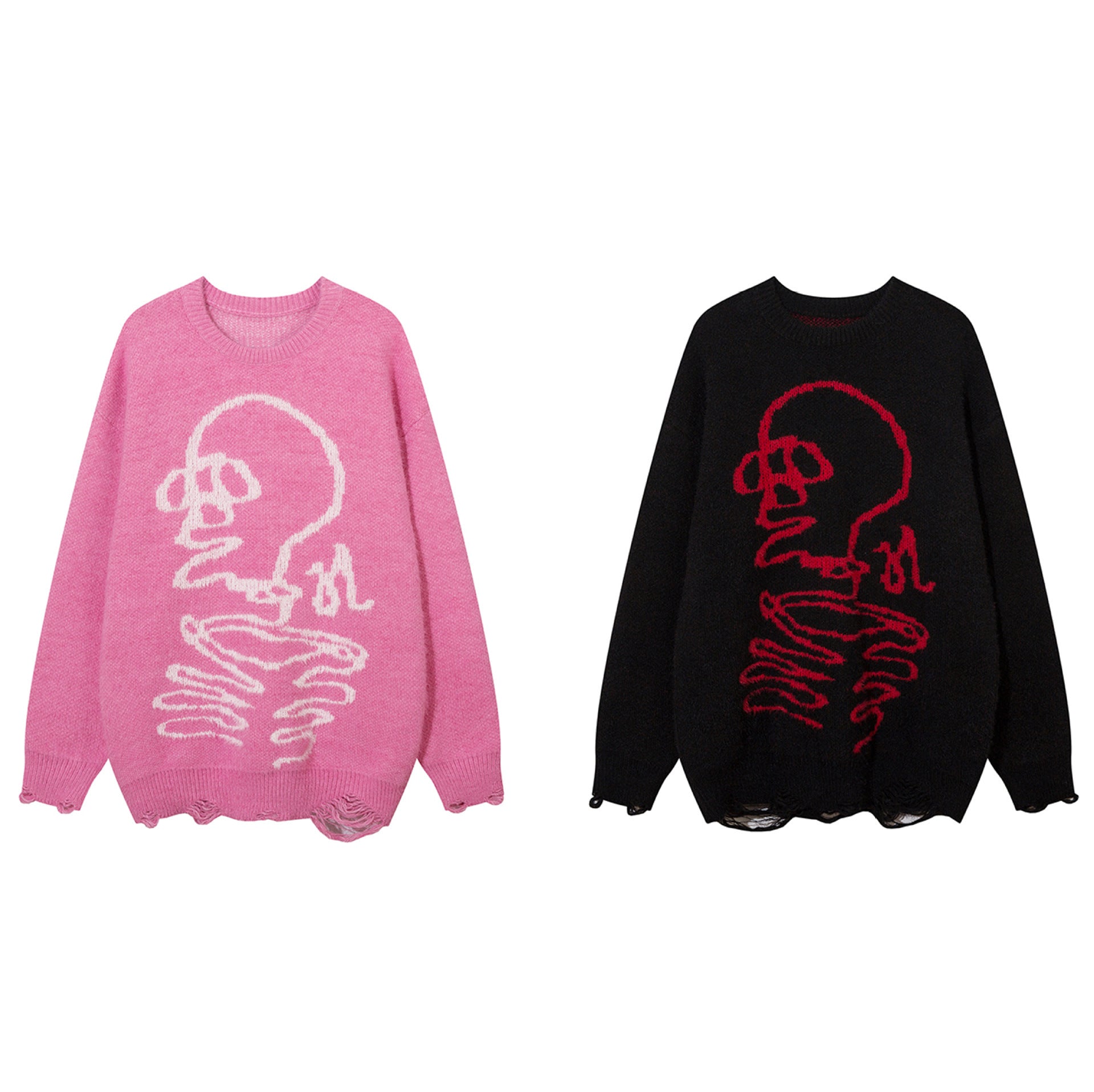 Dark Skull Ripped Sweater