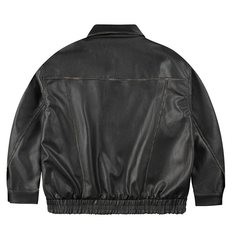 Retro Leather Men And Women Loose jacket