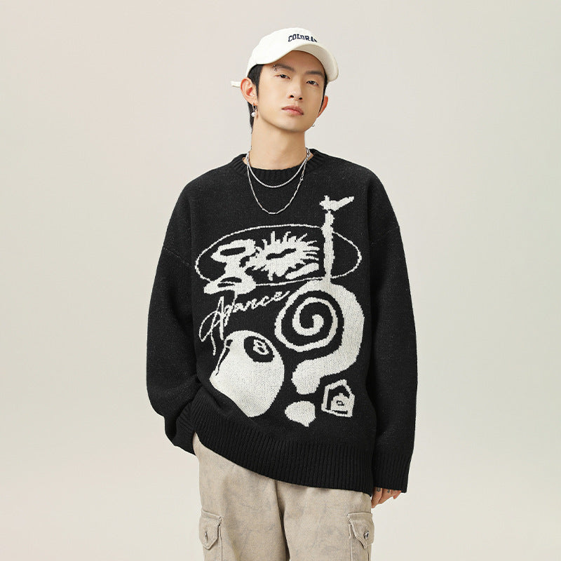 Plush American Hand Drawn Brocade Sweater Men's