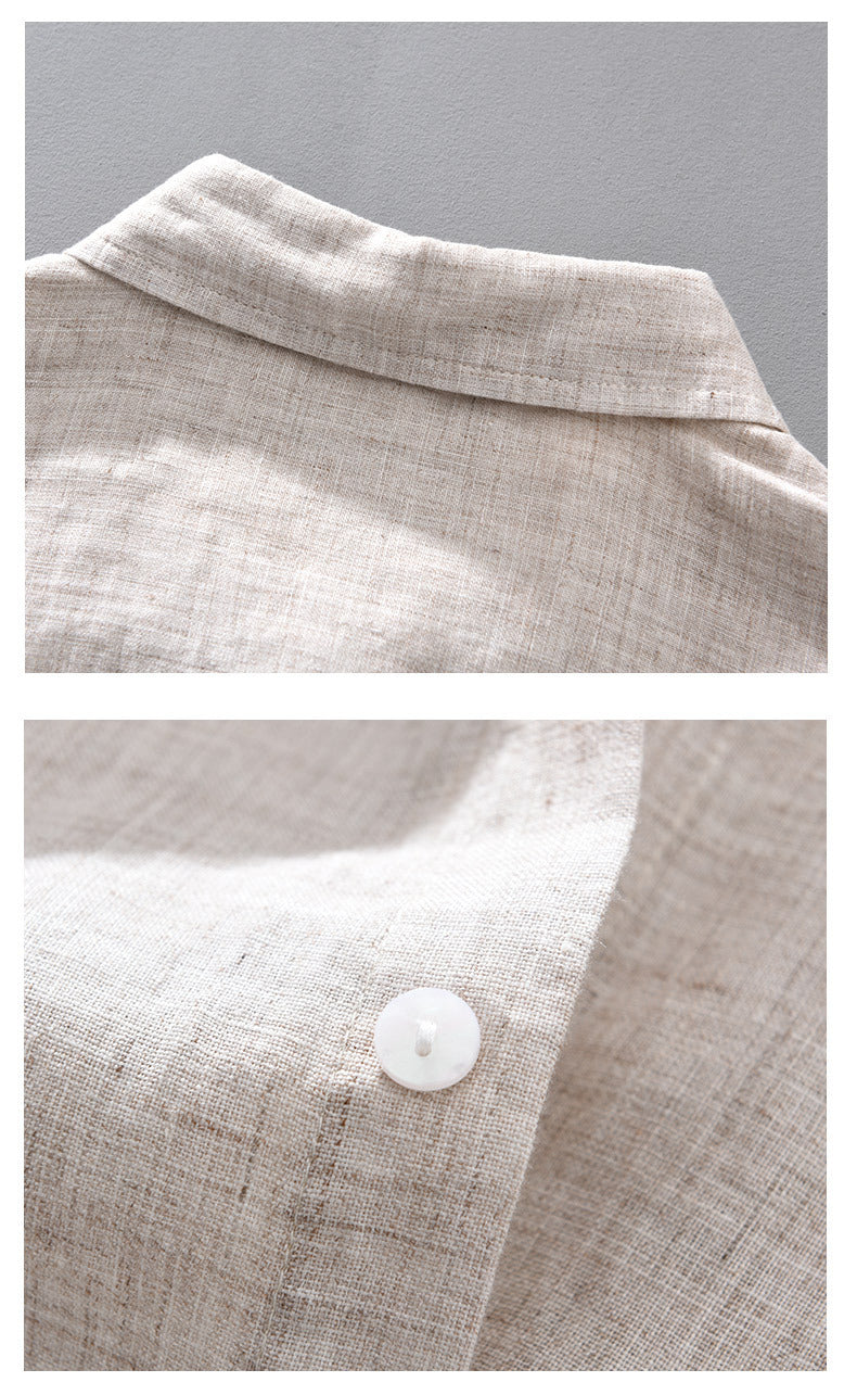 Linen Breathable Solid Color Loose shirt Men