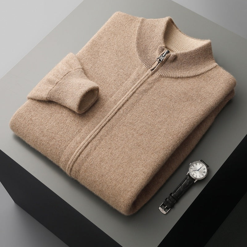 Autumn And Winter Double-sided Thickened Zipper Wool Cardigan coat