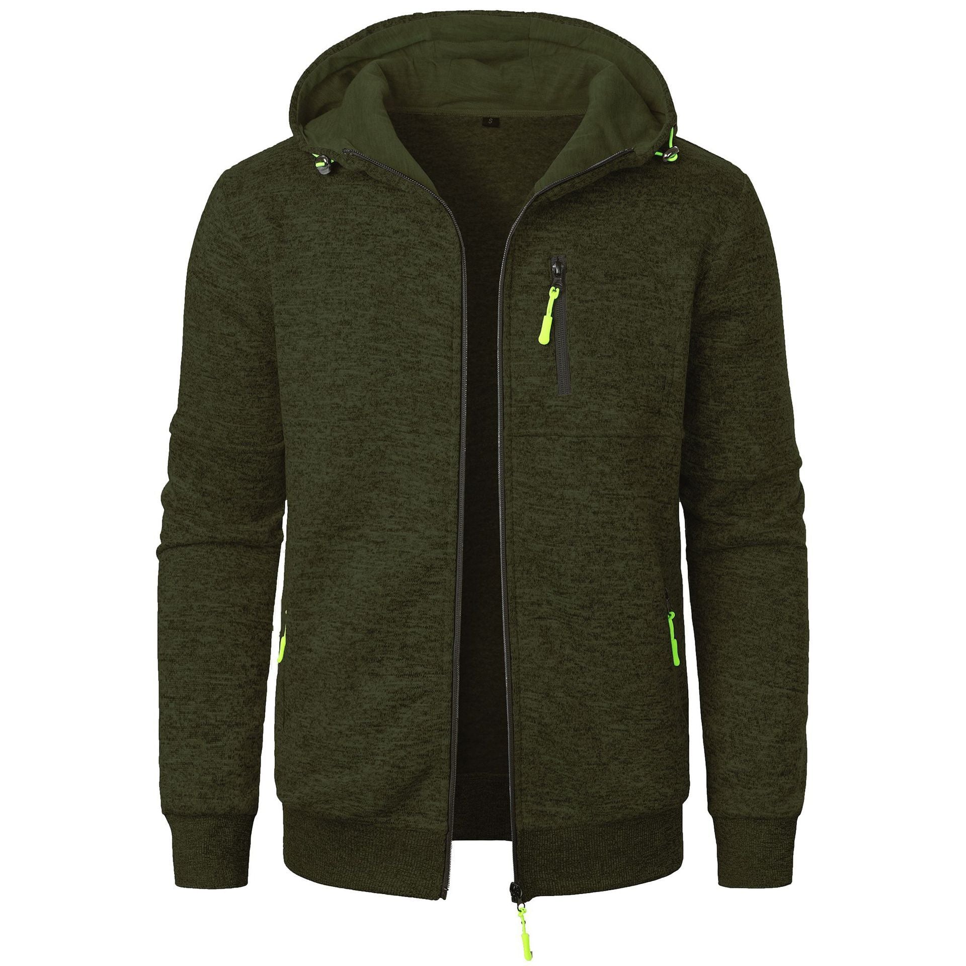 Men's Sports Casual Jacquard Hooded Jacket Knitted Cardigan