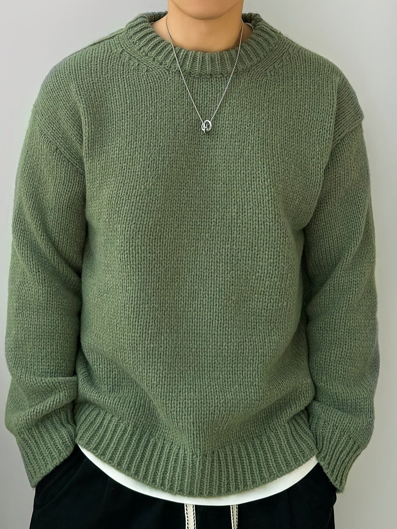Loose Knitted Pullover Leisure Japanese-style Retro Long Sleeve Round Neck Sweater Men