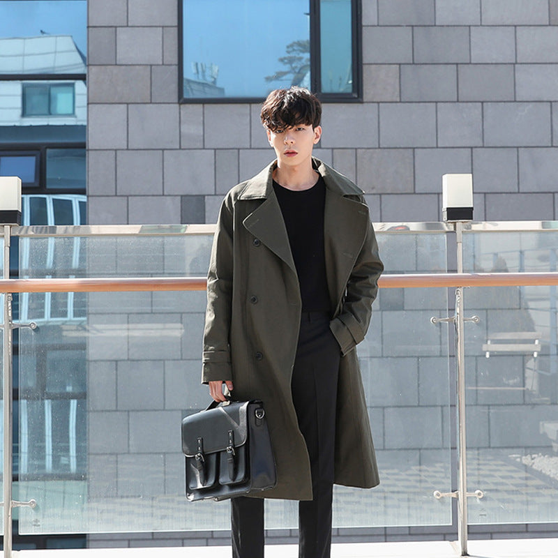 All-match solid color lapel trench coat