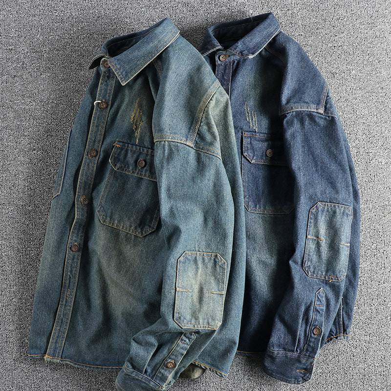 Washed Vintage Denim Shirt For Men