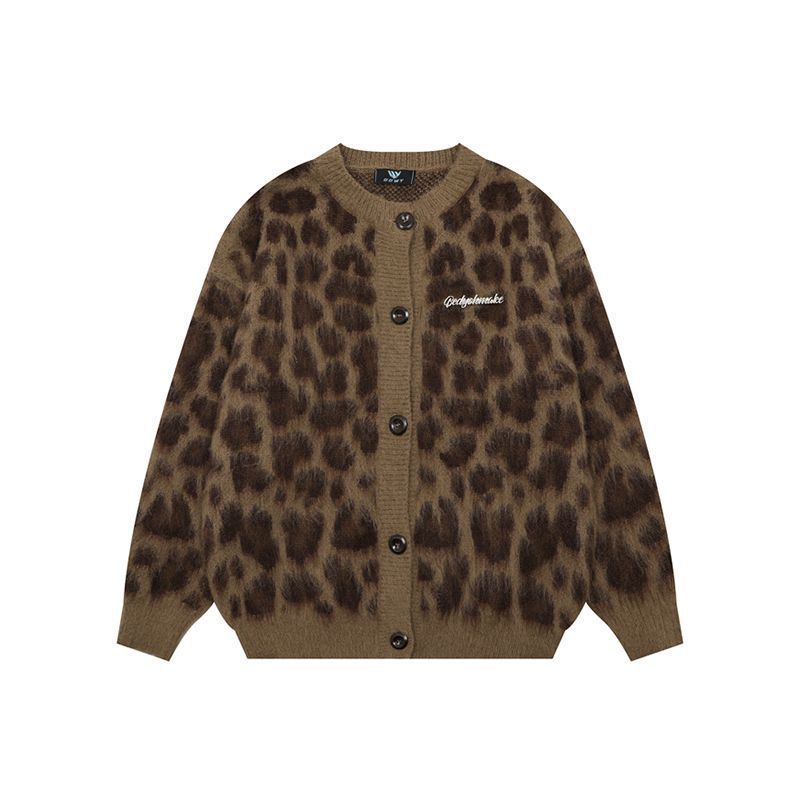 Retro Personalized Leopard Print Knitted Sweater