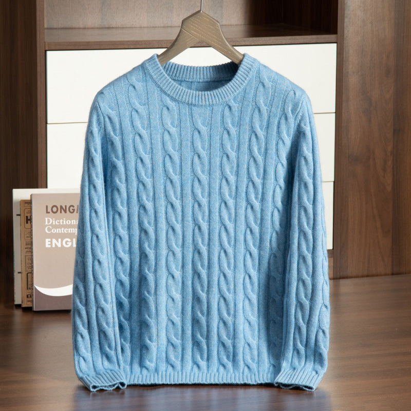 Pure Cashmere Shirt Men's Round Neck Three-strand Thickening sweater