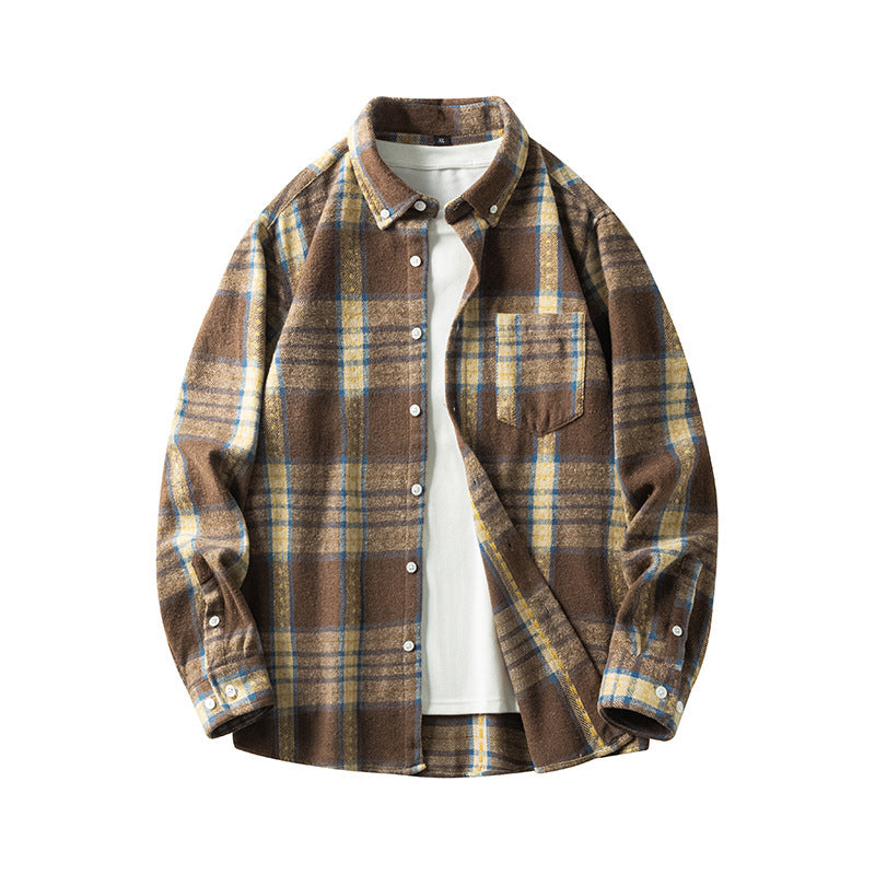 Plaid Casual Thickened Flannel Shirt Men
