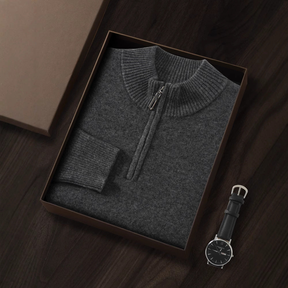 Men's Cashmere Sweater Zip-up Turtleneck Young And Middle-aged sweater