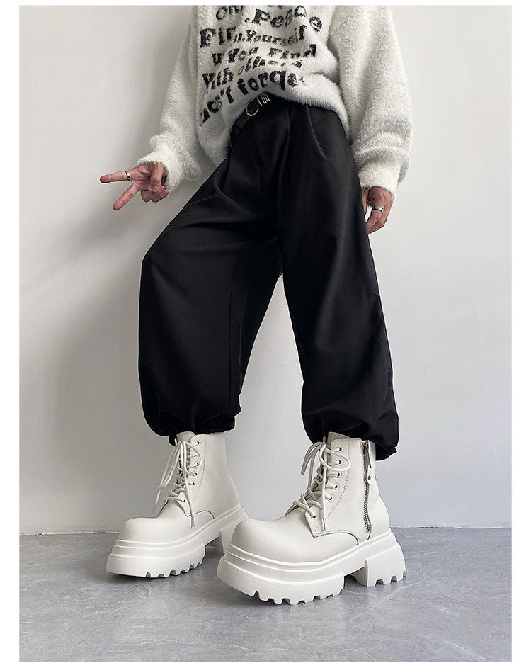 Autumn And Winter Leather Martin Boots High-top Leather Fleece-lined boots