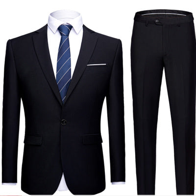 Solid Color Two-piece Plus Size Men's Suit