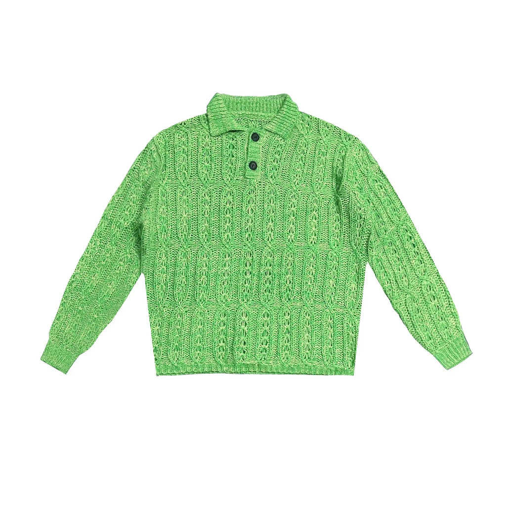 American Retro Hollow Wool Lapel Sweater