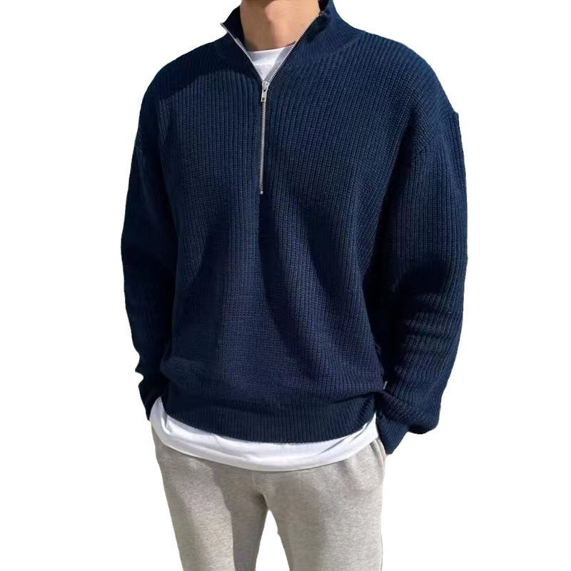 Spring And Autumn Loose Half Zipper Men's Sweater