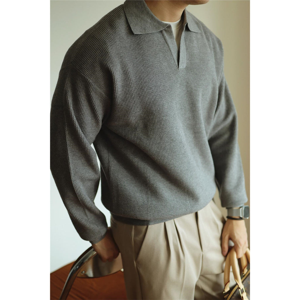 Lapel Warm Men's Long Sleeve Base sweater