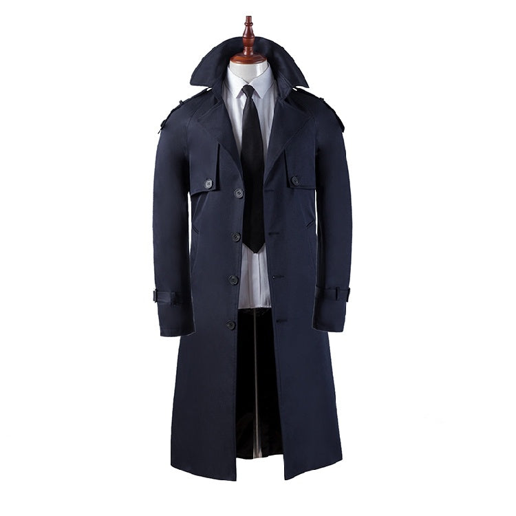 Men's Trench Coat Super Long Over The Knee Slim Business Casual coat