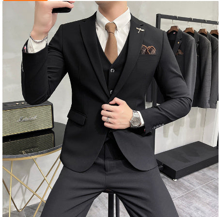 Men's Solid Color Men's Three-piece Suit
