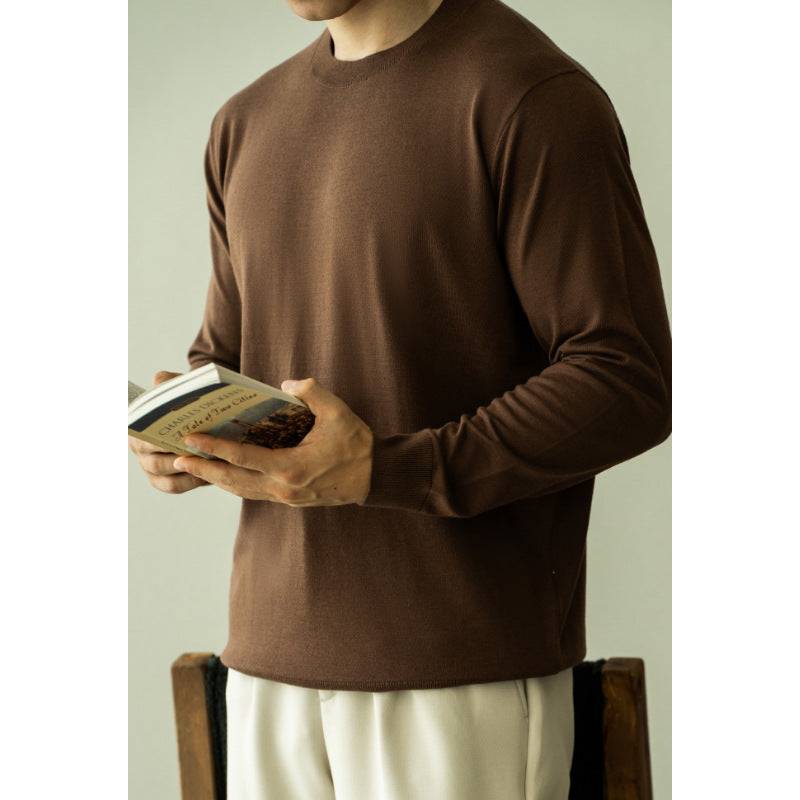 Wool Mulberry Silk Men's Knitted Long Sleeve sweater