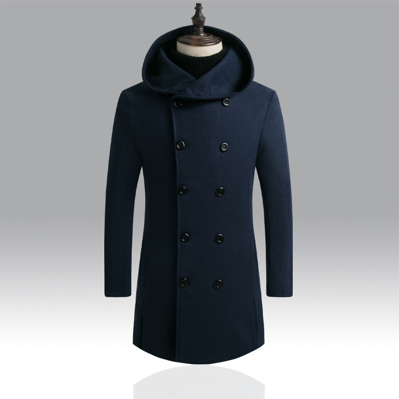 Men's Mid-Length Woolen trench Coat