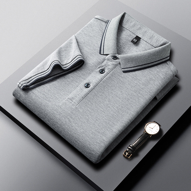 Summer Lapel Mercerized Cotton T-shirt Loose Breathable