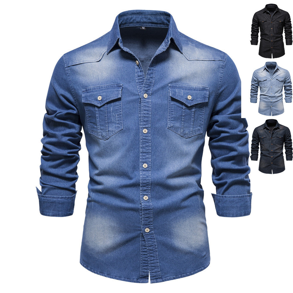 Men's Long-sleeved Denim Shirt