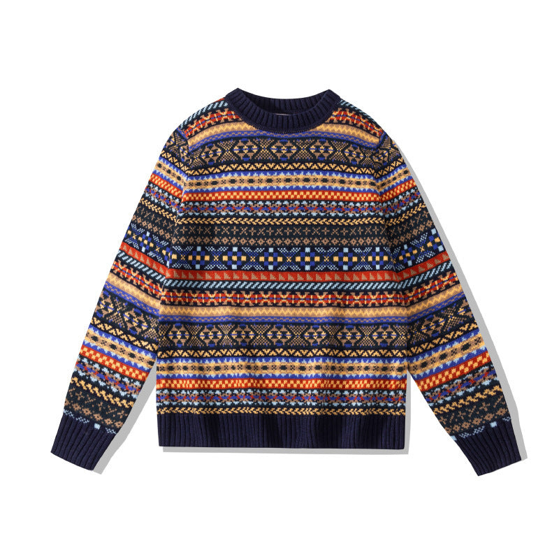 British Retro Crew Neck Pullover Sweater