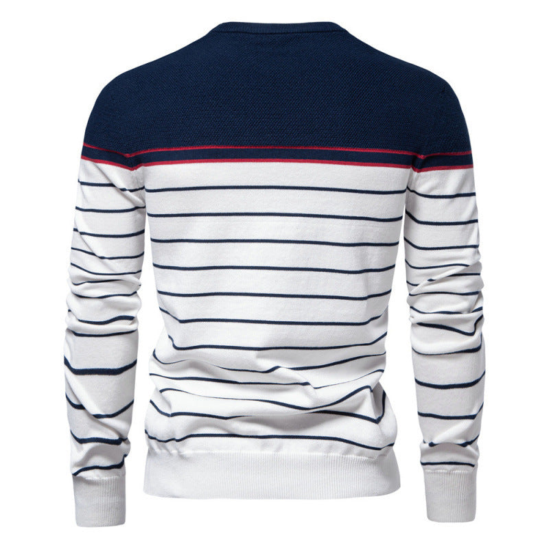 Striped Color Matching Long Sleeve Men's Knitwear sweater