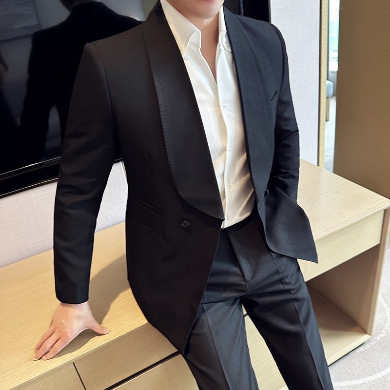 Double Breasted Green Collar Men's Casual Suit