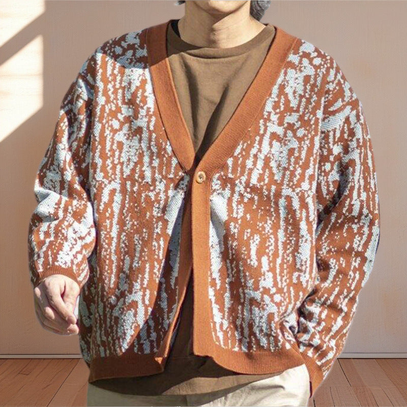 Jacquard Loose Slimming Long Sleeves Cardigan sweater