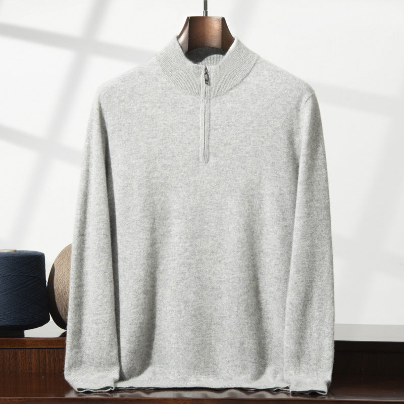 Men's Cashmere Sweater Zip-up Turtleneck Young And Middle-aged sweater