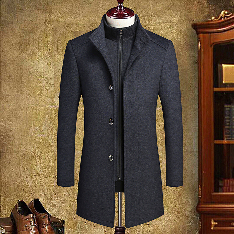Double-Collar Detachable Vest Liner Coat Men