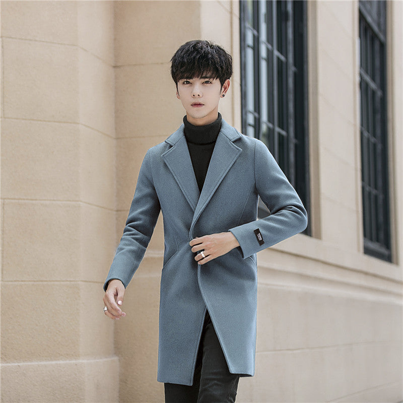 Mid-length Slim Handsome Plus Cotton Thick Woolen Coat