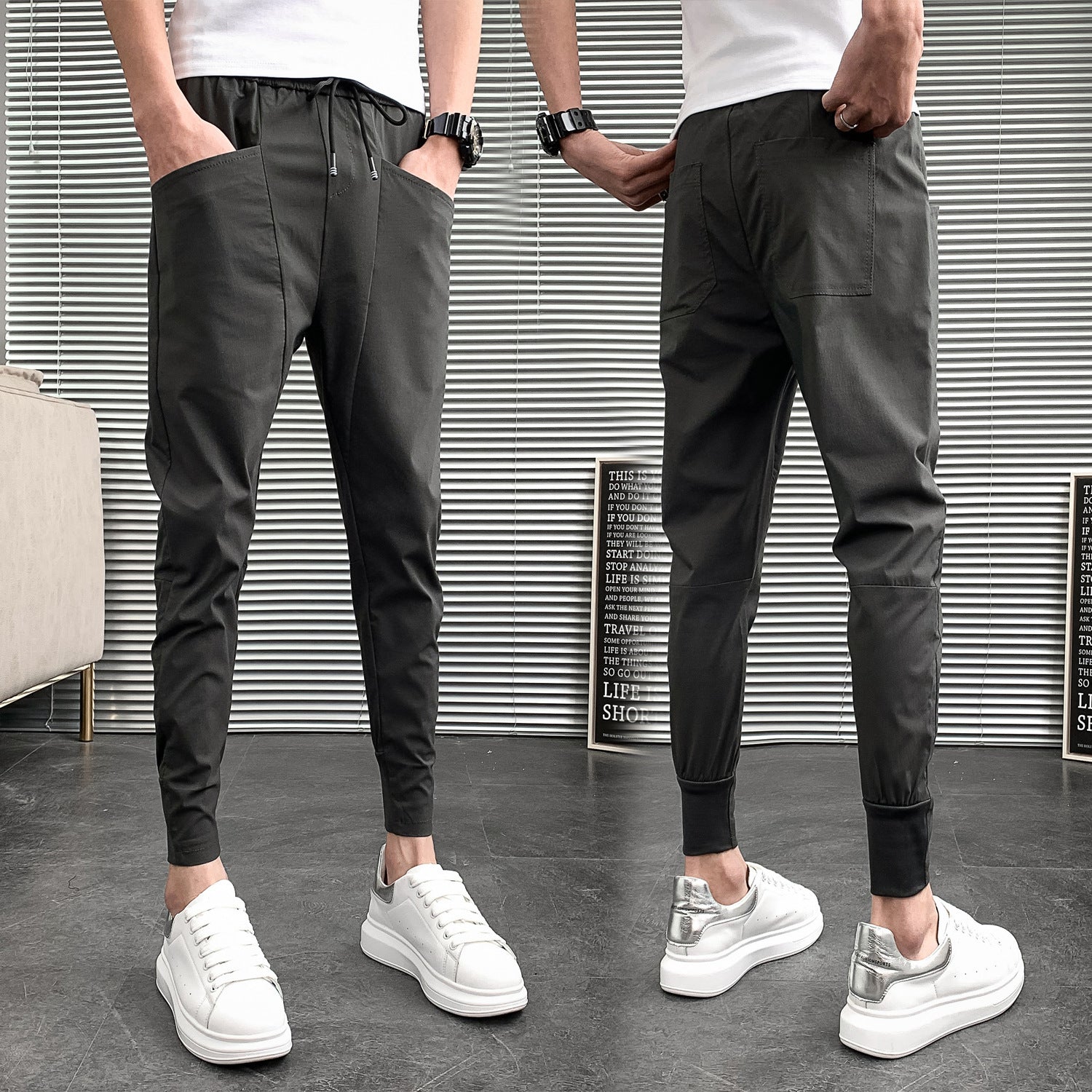 Slim Solid Color Harlan Trousers