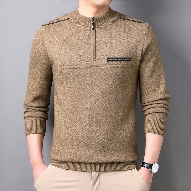 Men's Half-turtleneck Zipper Sweater For Middle And Elderly aged