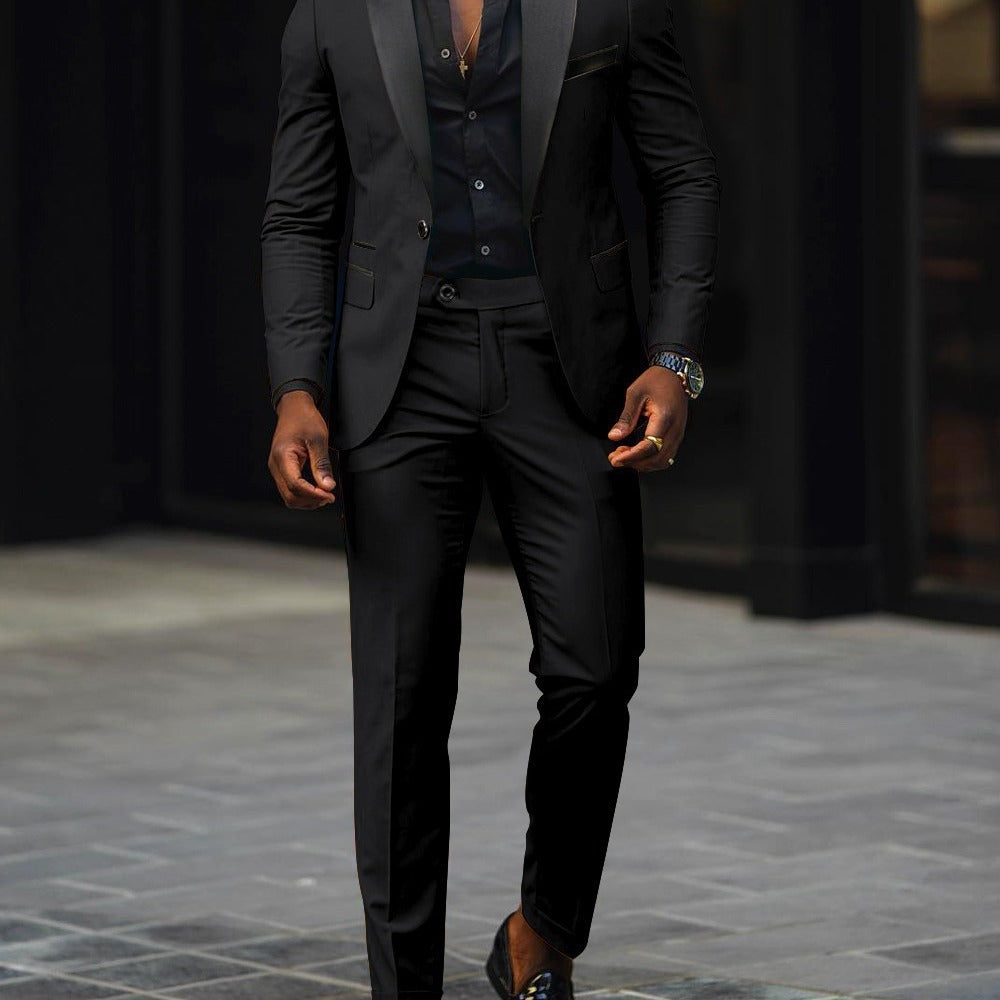 Autumn Men's Business Casual Slim-fitting Suit Two-piece Suit