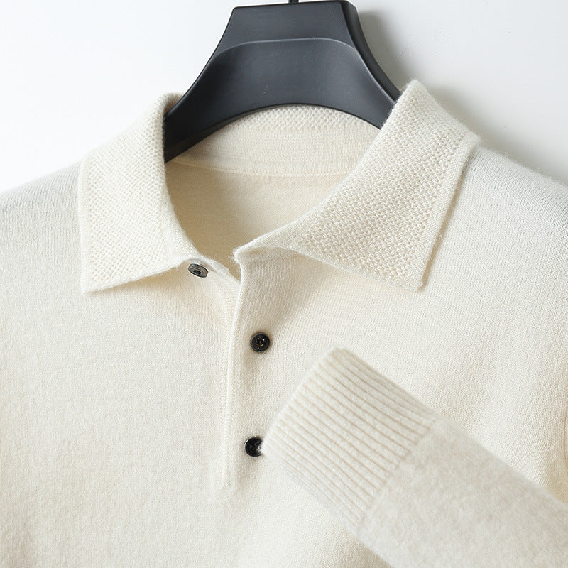 Men's Woolen Polo Collar Sweater