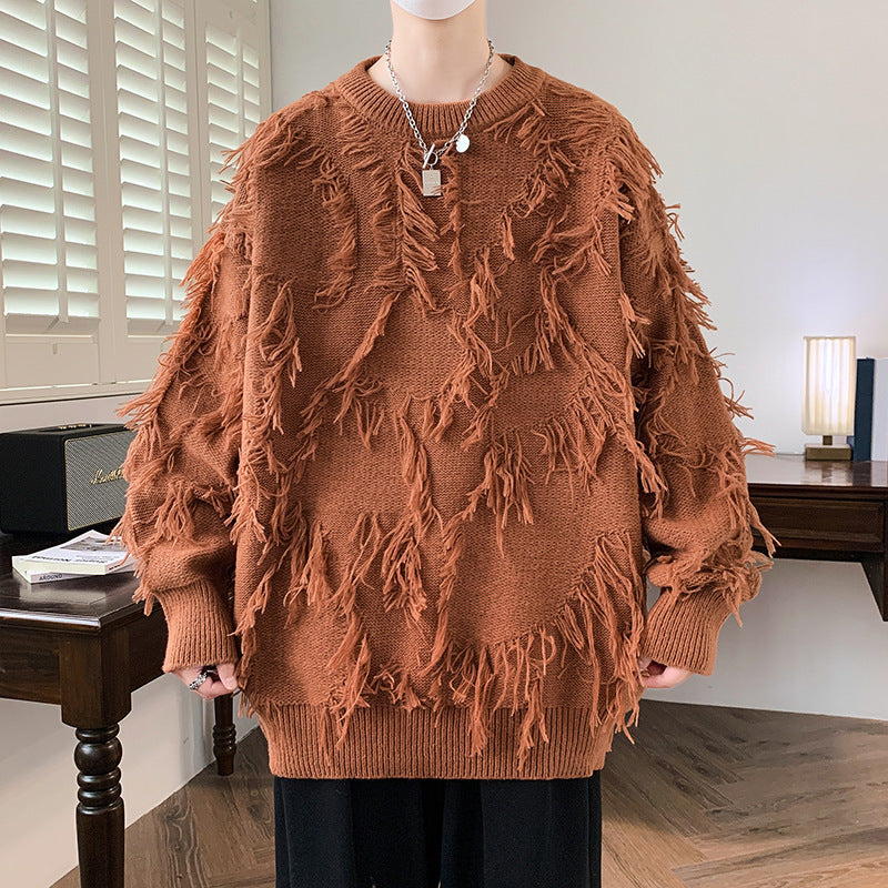 Pullover Round Neck Line Jacquard Long Sleeve Sweater