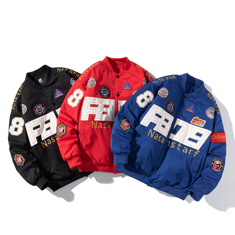 Autumn Winter Motorcycle Baseball Uniform couple jacket