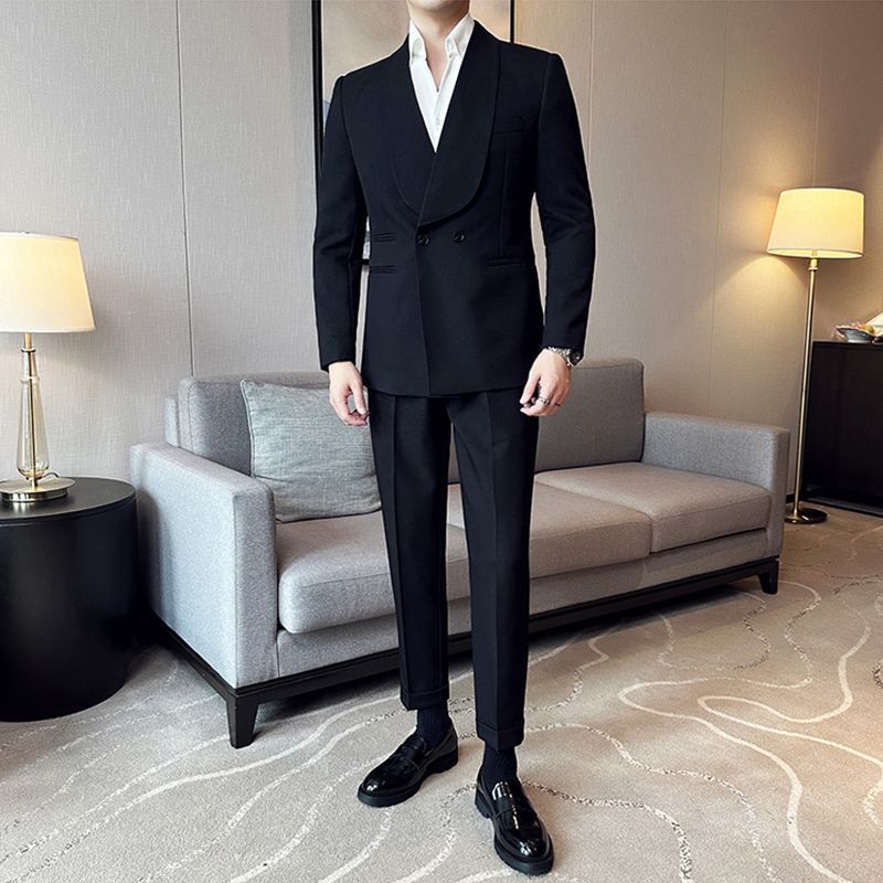 Double Breasted Green Collar Men's Casual Suit