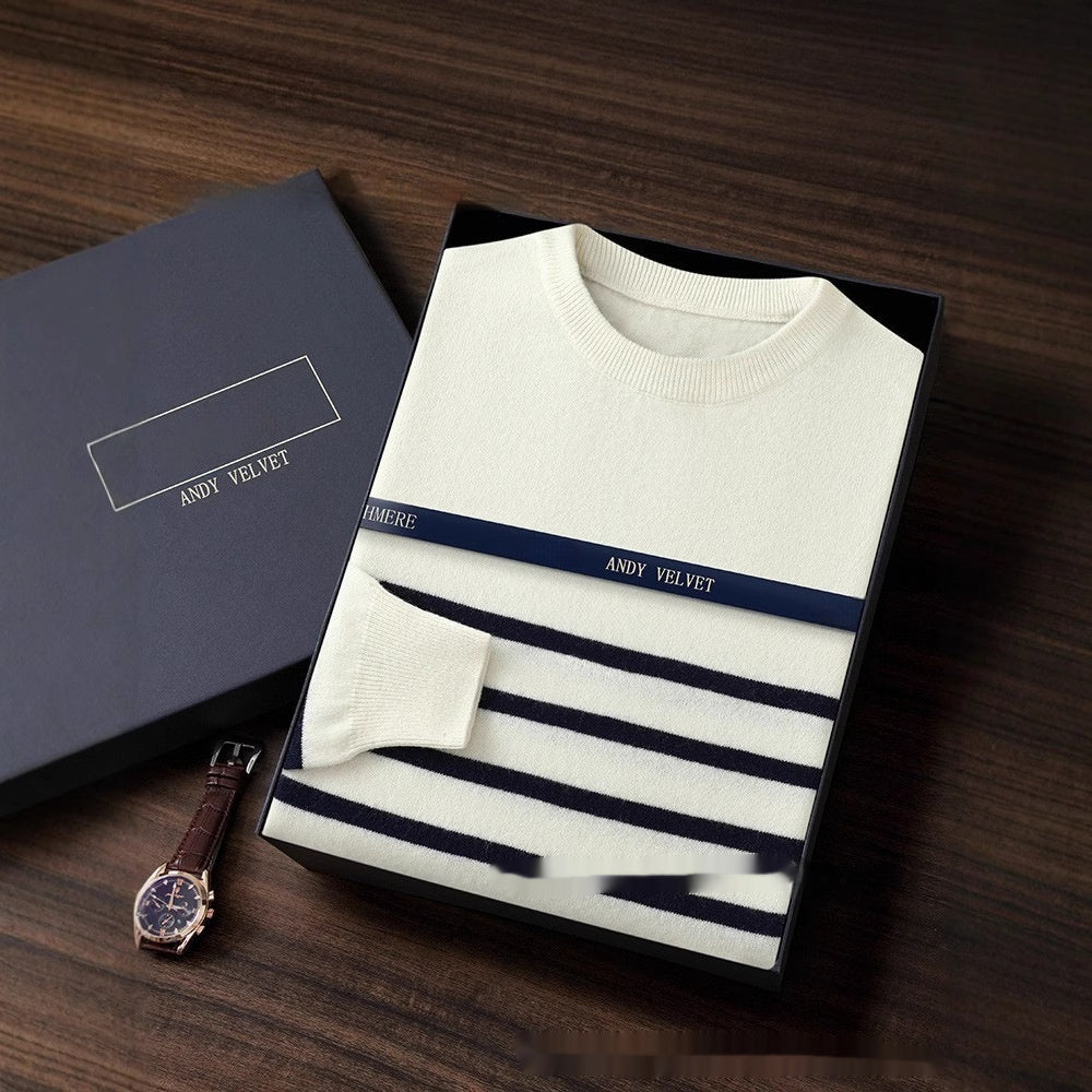 Casual Men's Striped Round Neck Sweater